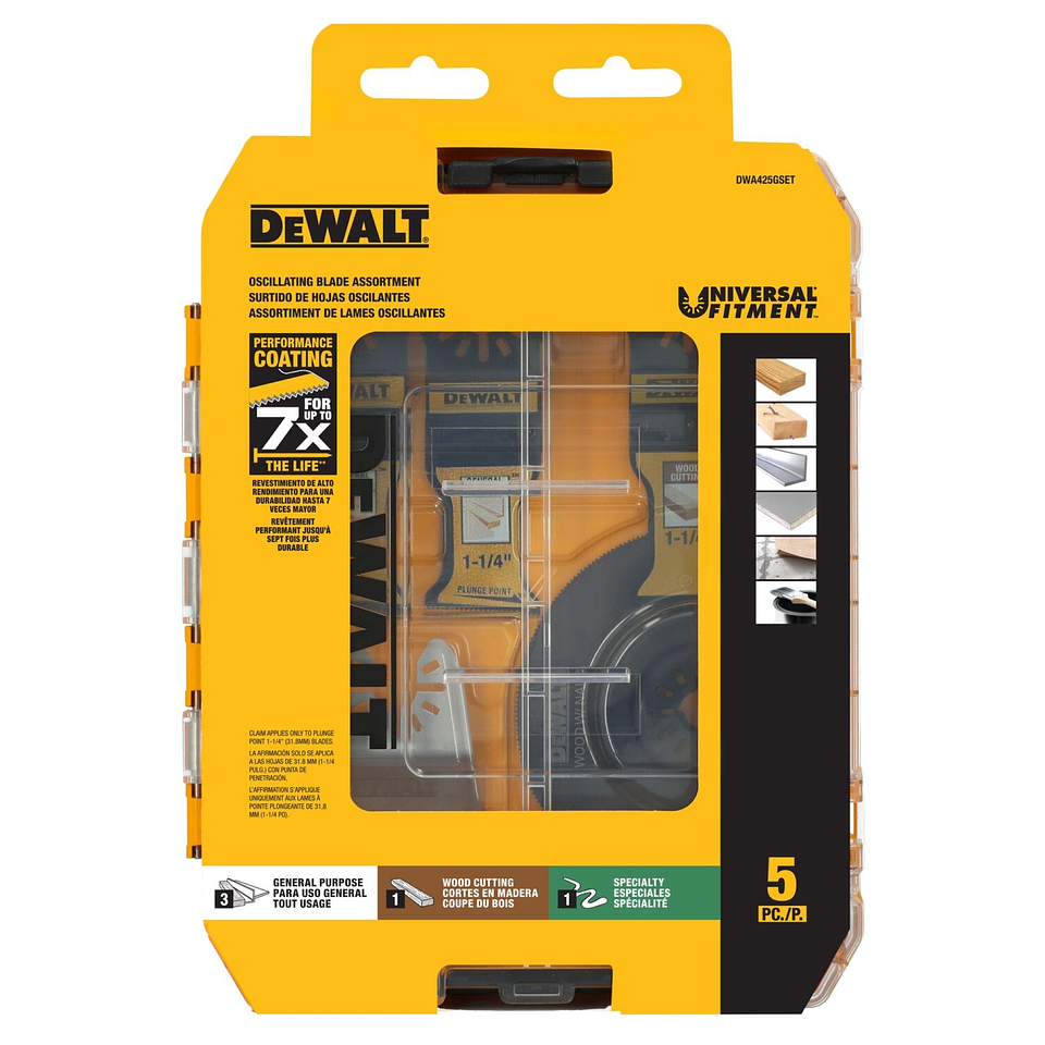 Set 5 piezas oscilante multiuso Dewalt DWA425GSET  1