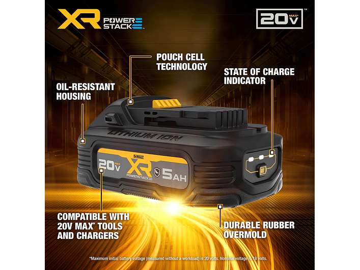 Batería Powerstack 20v 5ah Resistente Aceite Dewalt DCBP520G 3