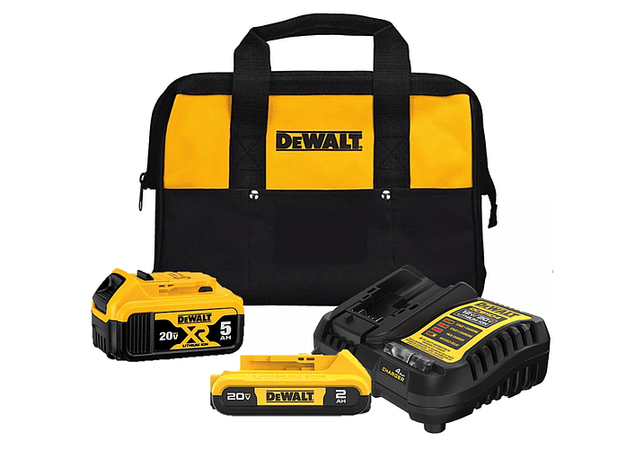 Kit 2 Baterías 2Ah y 5Ah 20V + Cargador Y Bolso Dewalt DCB225CK-B2 1