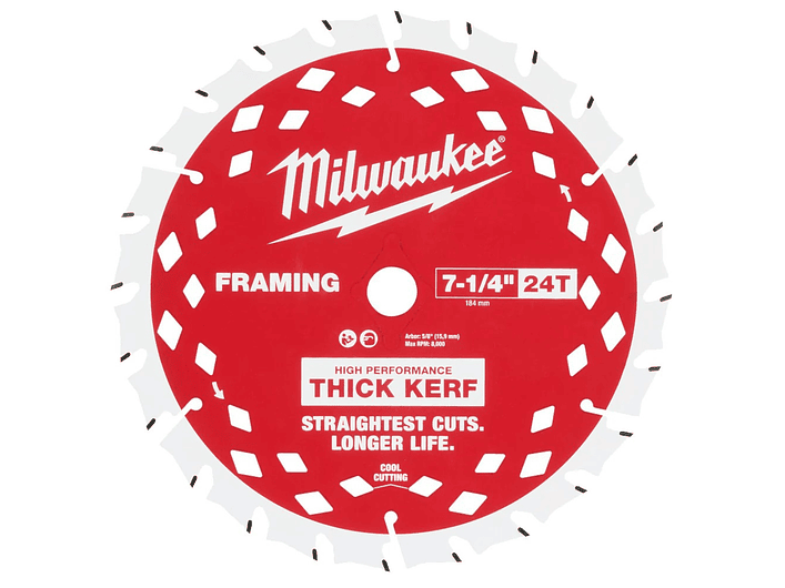 Disco de Sierra Corte Grueso(Thick Kerf) Milwaukee 7-1/4 24D 48-40-2740 1