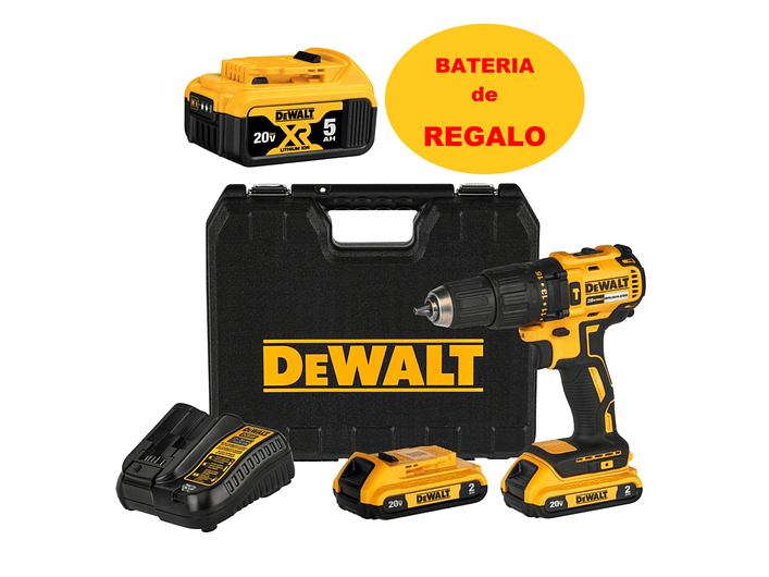 KIt Taladro Percutor 20V + Regalo Batería 5,0 Ah Dewalt 1