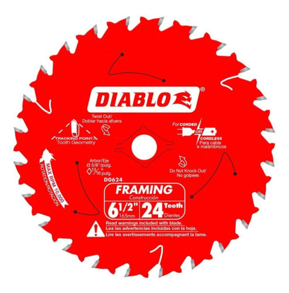 Pack 2 Discos Sierra Circular 6 1/2 24 Dientes Diablo 2