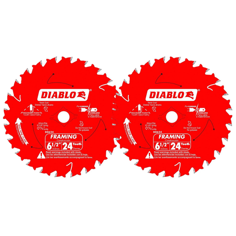 Pack 2 Discos Sierra Circular 6 1/2 24 Dientes Diablo