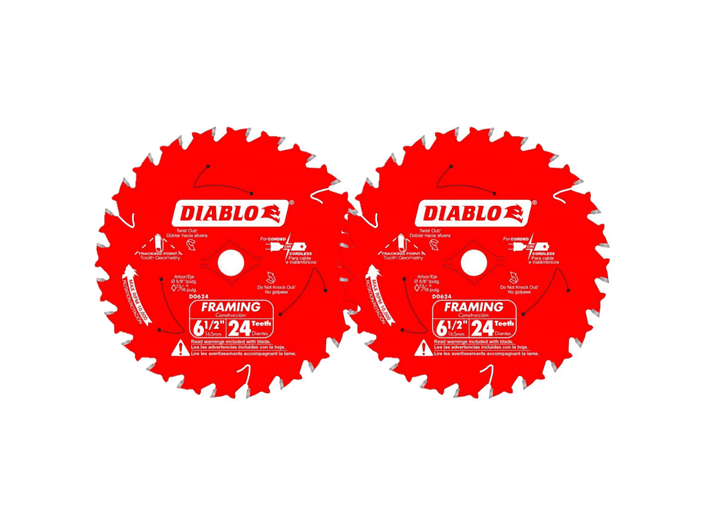 Pack 2 Discos Sierra Circular 6 1/2 24 Dientes Diablo 1