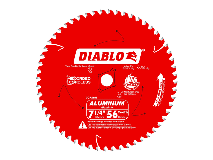 Disco Sierra Circular 7 ¼ 56D Aluminum Diablo D0756N 1