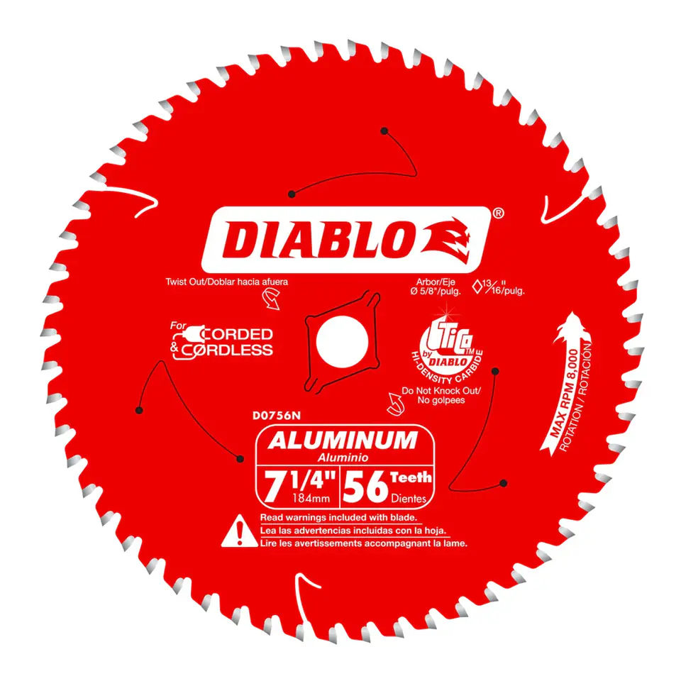 Disco Sierra Circular 7 ¼ 56D Aluminum Diablo D0756N 1