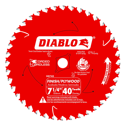 Disco Sierra Circular 7 ¼ 40Dientes Madera Diablo D0740