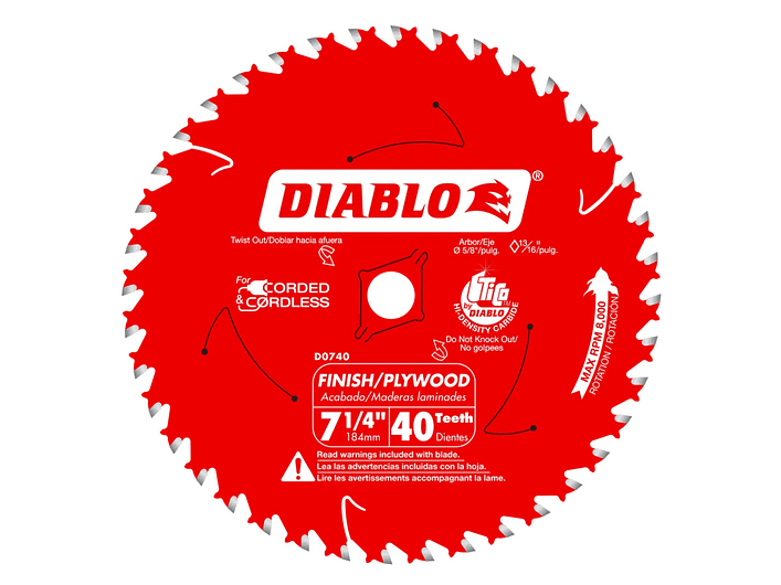 Disco Sierra Circular 7 ¼ 40Dientes Madera Diablo D0740 1