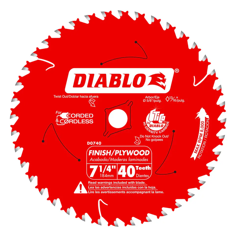 Disco Sierra Circular 7 ¼ 40Dientes Madera Diablo D0740 1