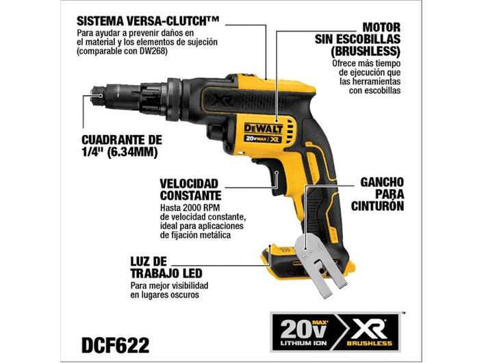 Atornillador Tipo Pistola 20V MAX Dewalt DCF622B 4