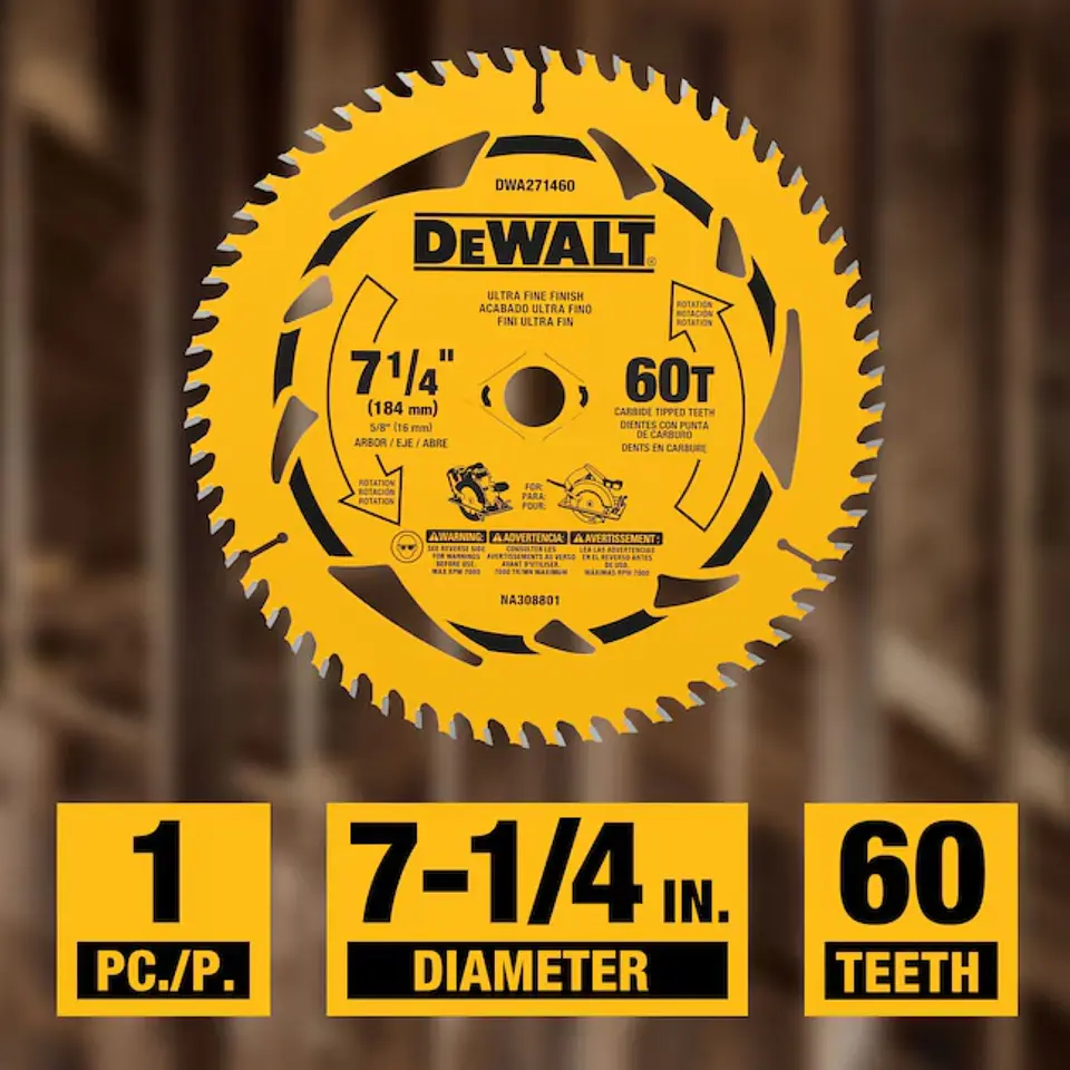 Disco De Sierra 7-1/4''x 5/8'' 60 Dientes Dewalt DWA271460 4