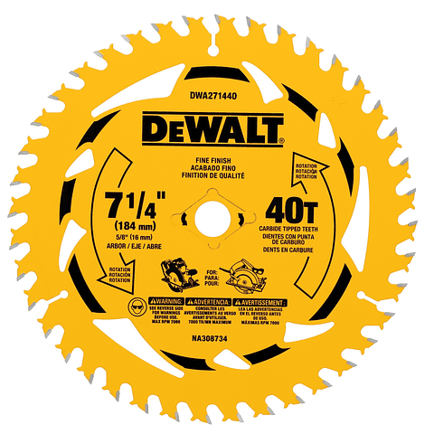 Disco Sierra 7-1/4''x 5/8'' 40 Dientes Dewalt DWA271440