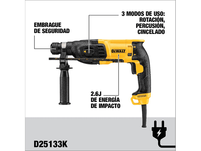 Rotomartillo Combinado SDS Plus 1” 800w Dewalt D25133K-B2 4
