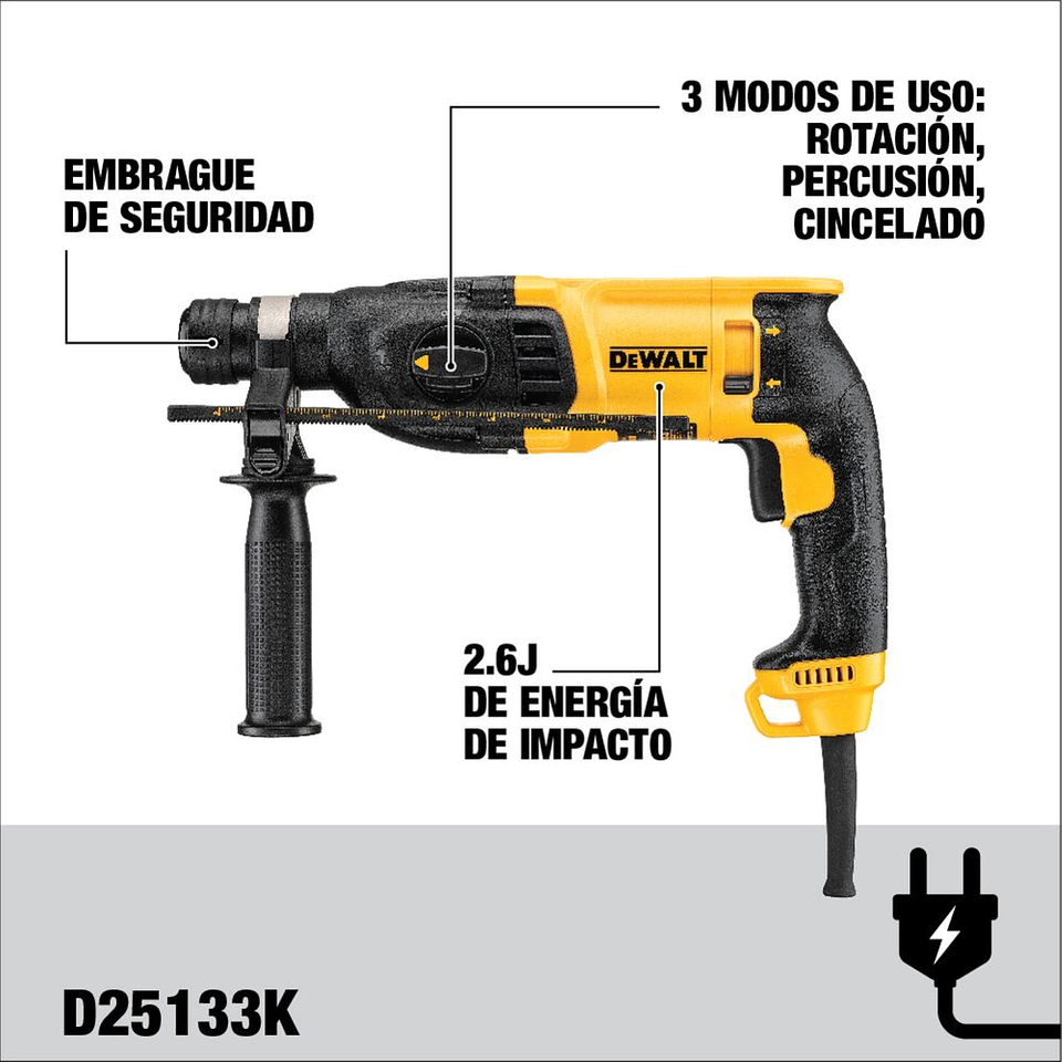 Rotomartillo Combinado SDS Plus 1” 800w Dewalt D25133K-B2 4