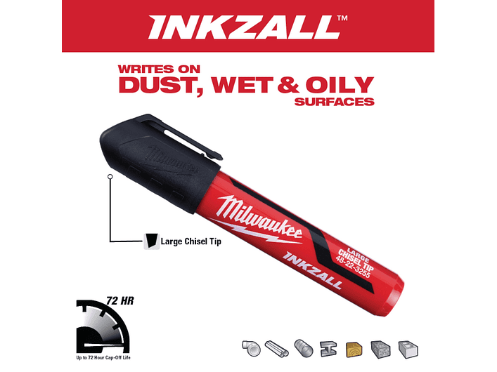 Pack 3 Marcadores Negro Punta Biselada Milwaukee 48-22-3250 3
