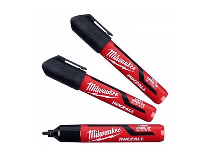 Pack 3 Marcadores Negro Punta Biselada Milwaukee 48-22-3250 1