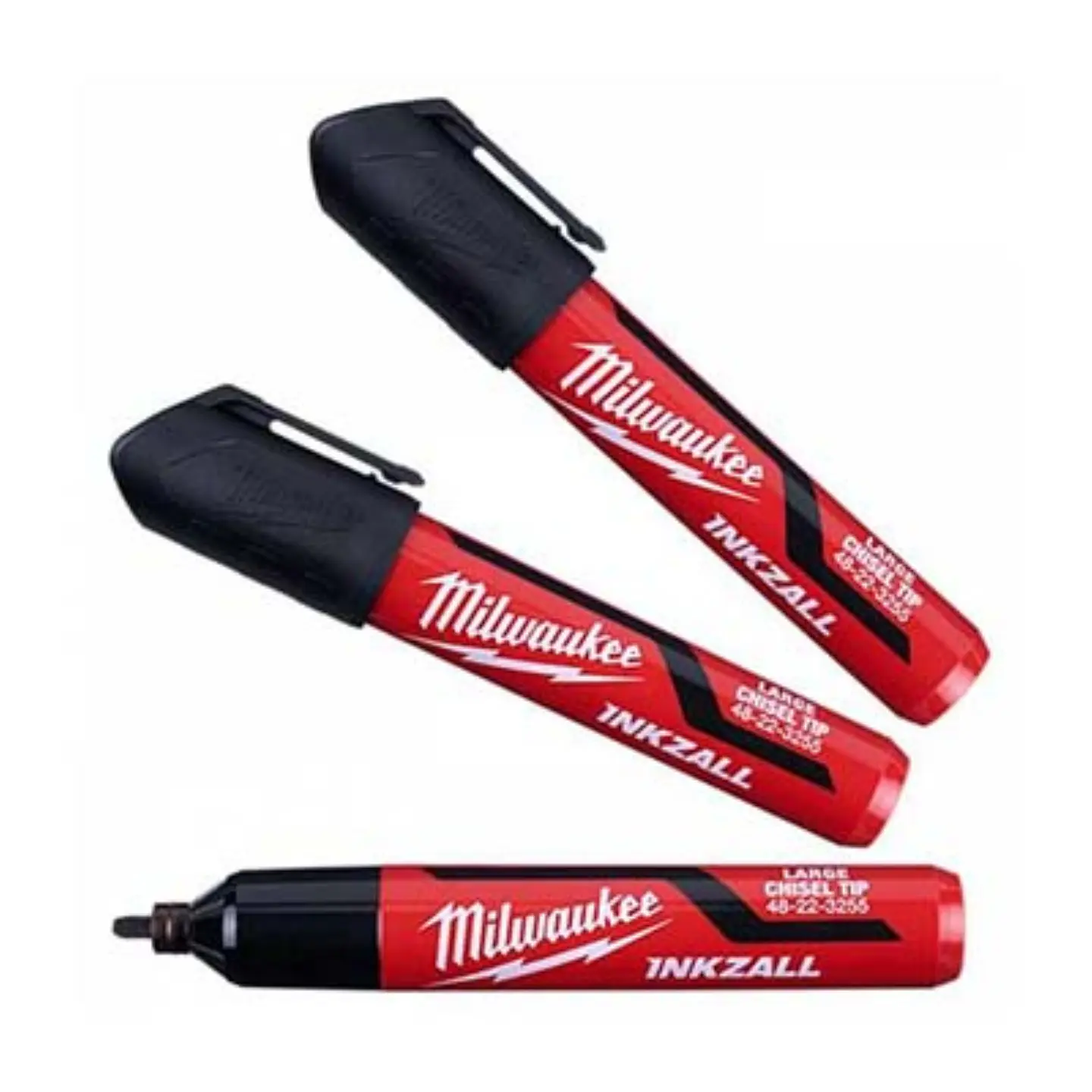 Pack 3 Marcadores Negro Punta Biselada Milwaukee 48-22-3250 1