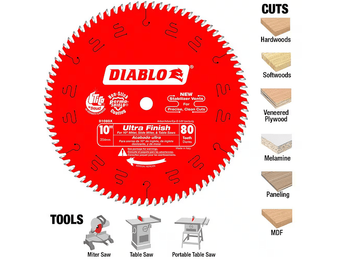 Disco Sierra Circular 10” 80 D Diablo D1080X 4
