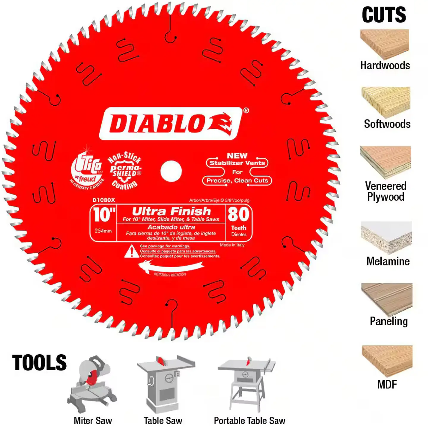 Disco Sierra Circular 10” 80 D Diablo D1080X 4