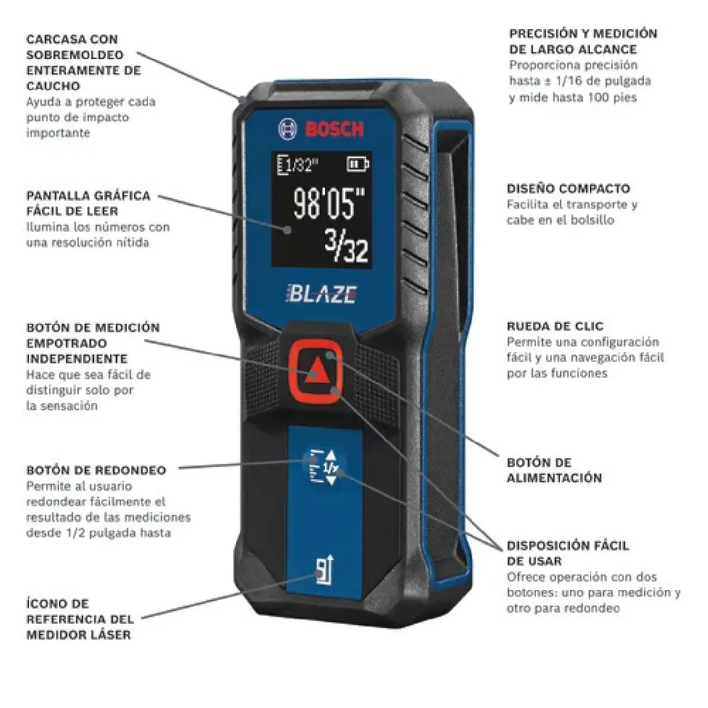Medidor De Distancia Láser 30M Bosch GLM100-23 2