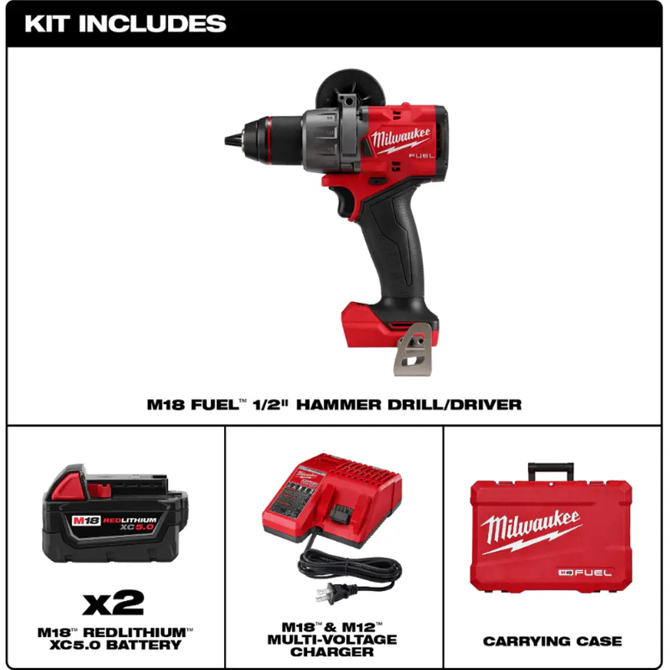 Kit Taladro Percutor M18 Fuel ½” Milwaukee 2904-22 5