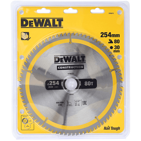 Disco Sierra Construction 10'' 80 Dientes Dewalt DT90272-QZ