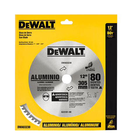 Disco Sierra 12” 80 Dientes Aluminio Dewalt DWA03230