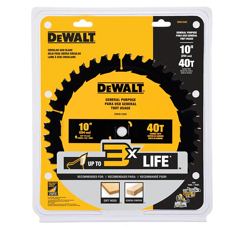 Disco Sierra 10" 40 Dientes Madera Dewalt DWA11040
