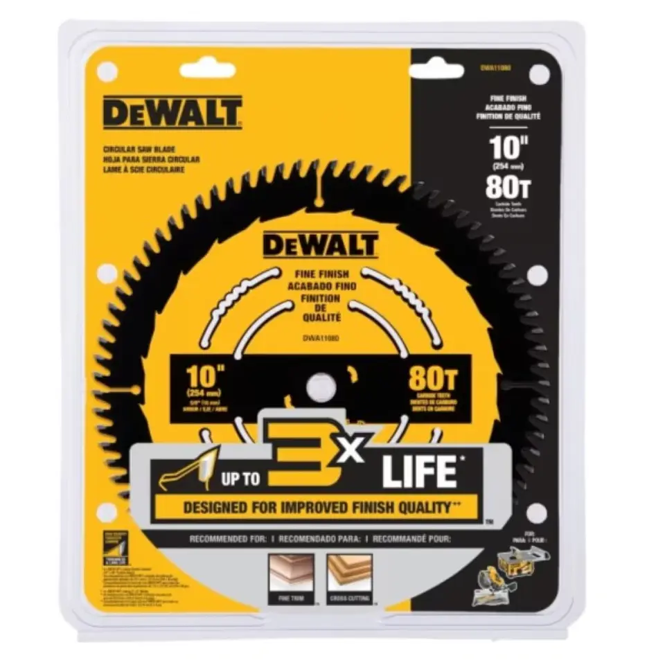 Disco Sierra 10” 80 Dientes Acabado Fino Dewalt DWA11080 1