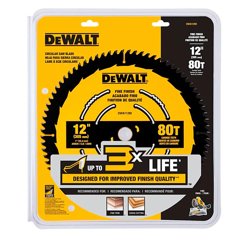 Disco Sierra 12” 80 Dientes Acabado Fino Dewalt DWA11280