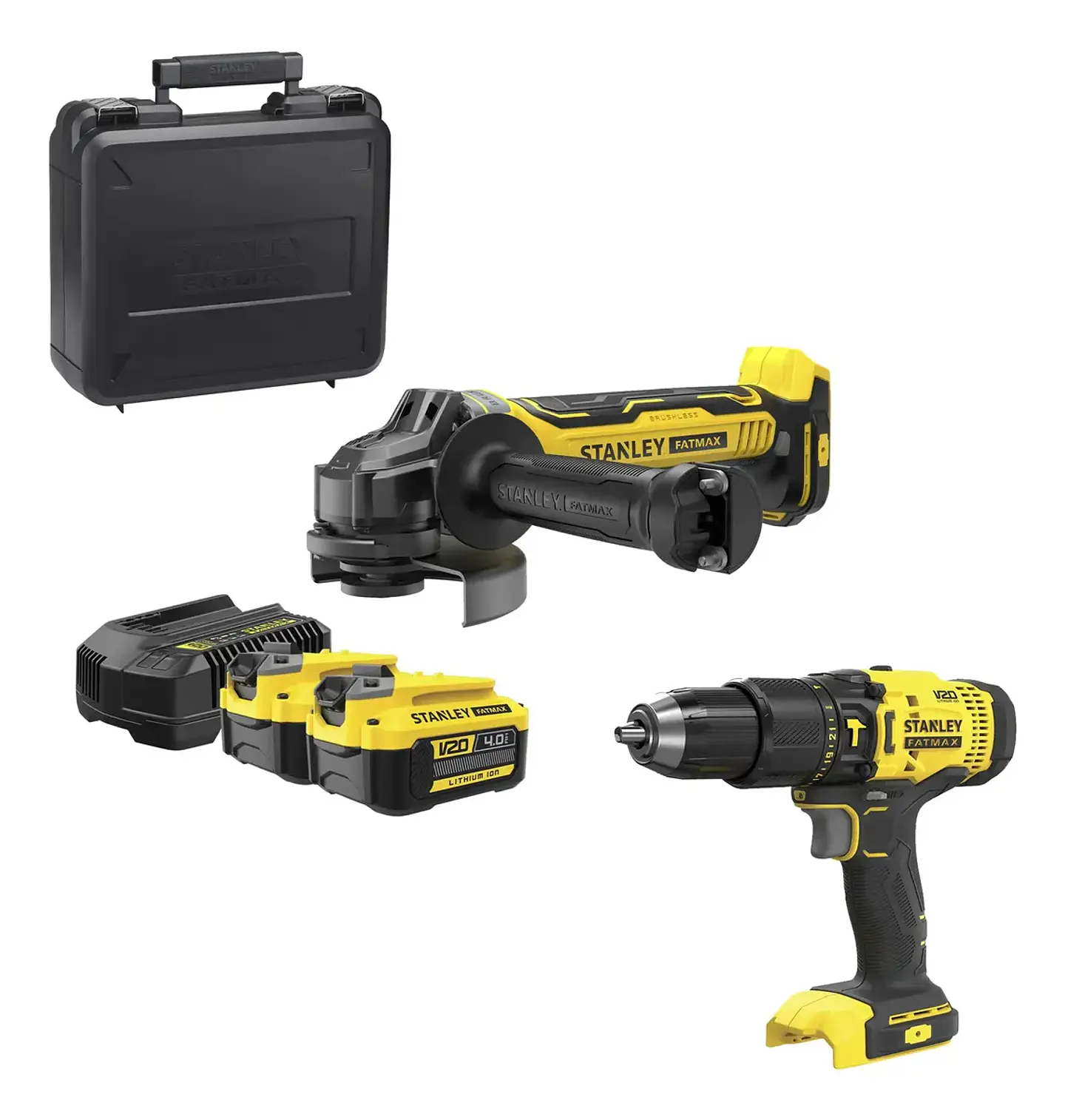 Kit Stanley Esmeril inalámbrico 20V + Taladro de regalo SBG700M2K-SCD711B 1