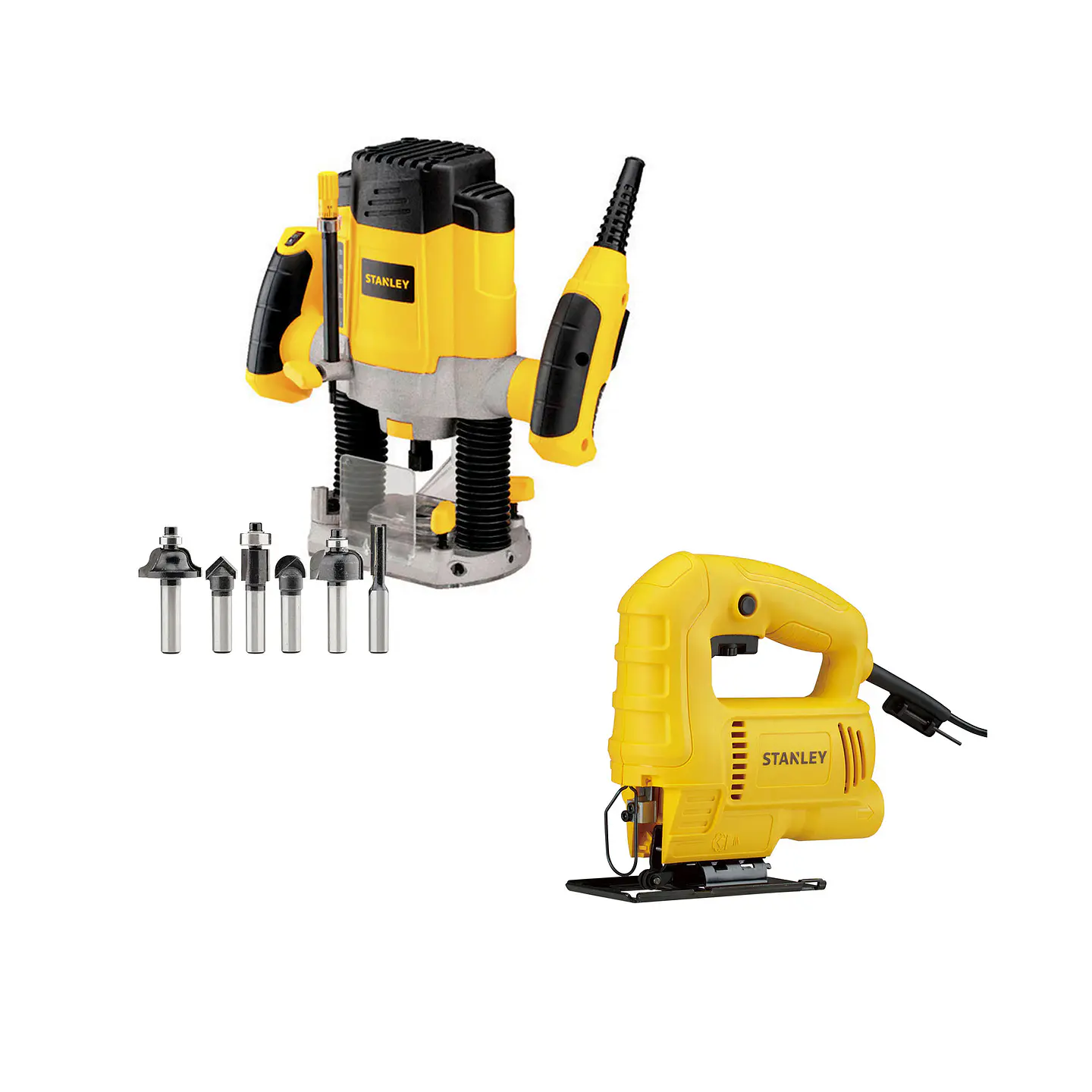 Pack Stanley Fresadora 1200W + Caladora SRR1200-SJ45 1