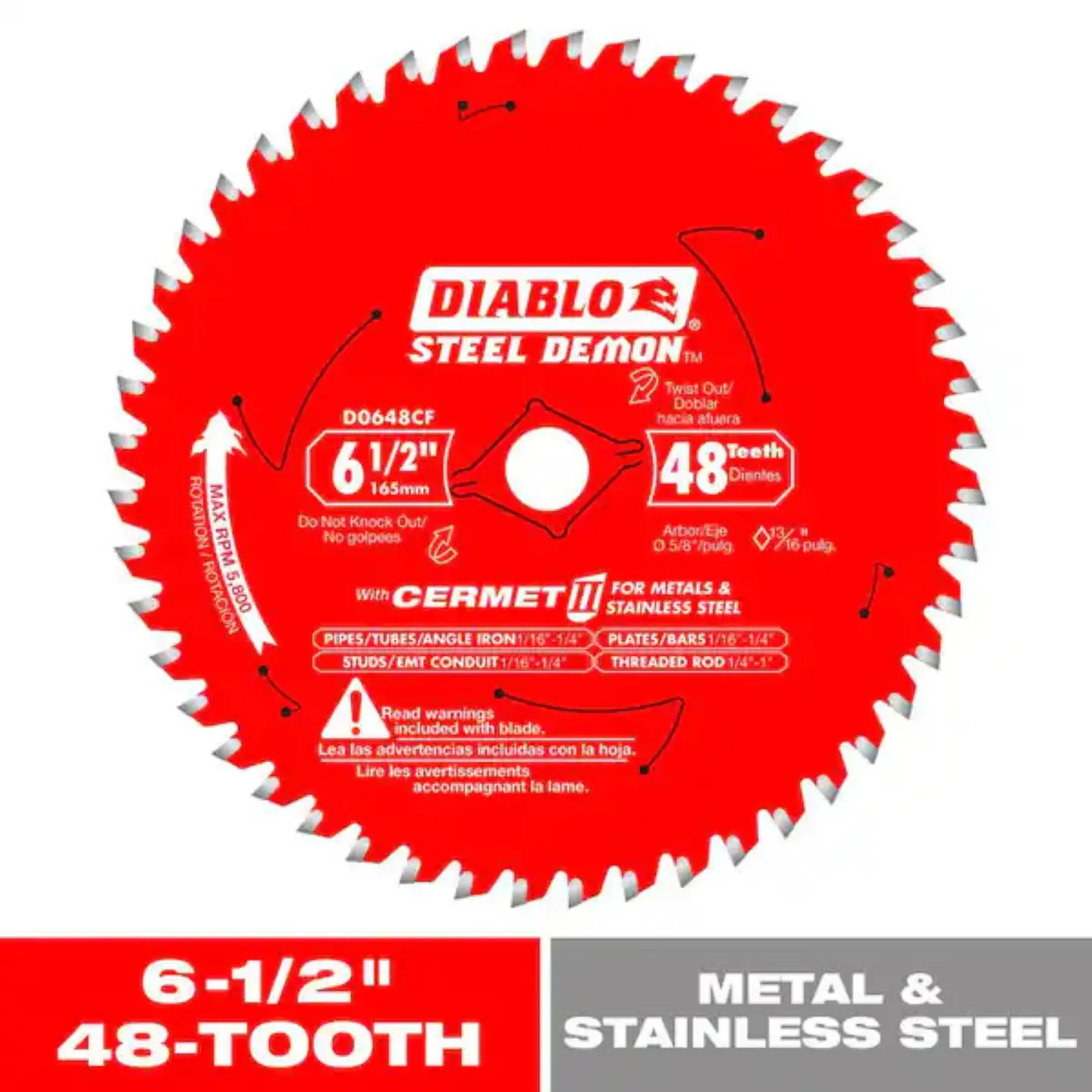 Disco Sierra Circular 6 1/2 48 Diablo Metal y Acero D0648CF 1