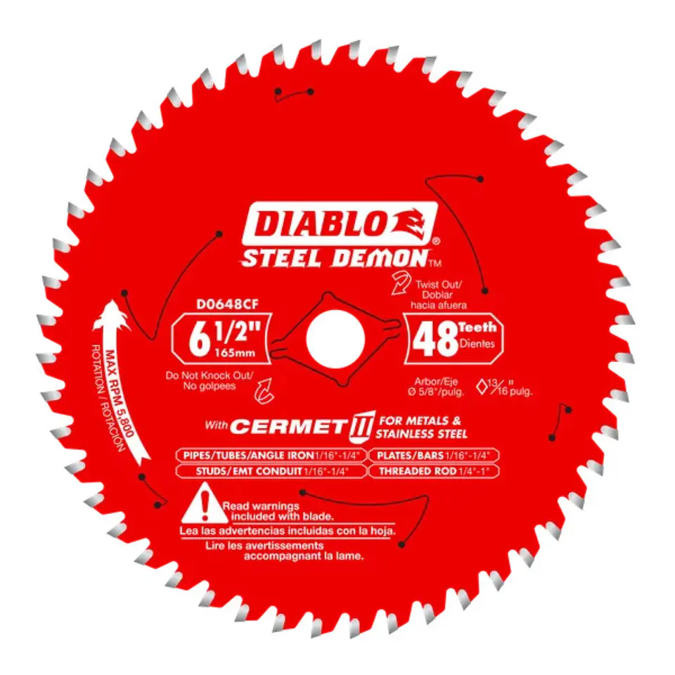 Disco Sierra Circular 6 1/2 48 Diablo Metal y Acero D0648CF 2