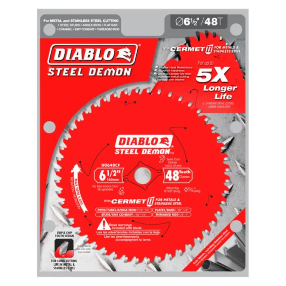 Disco Sierra Circular 6 1/2 48 Diablo Metal y Acero D0648CF 4