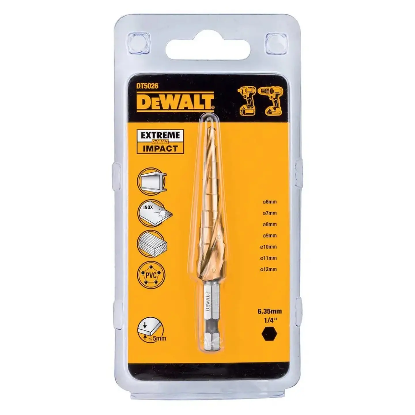 Broca Escalonada Extreme Impact metal 6-12mm Dewalt DT5026-QZ 1