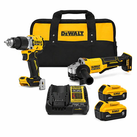 Kit DEWALT Taladro Percutor DCD806B + Esmeril Angular DCG408P2 20V MAX