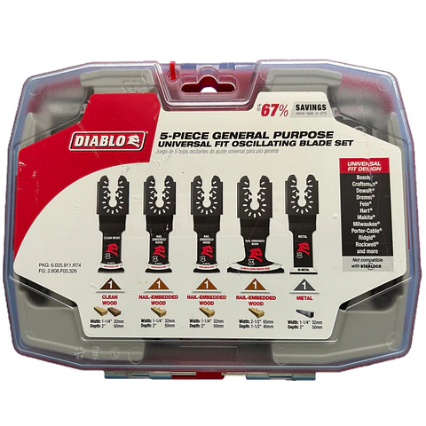 Set de 5 Cuchillas Oscilantes Uso General Diablo DOU5SPC
