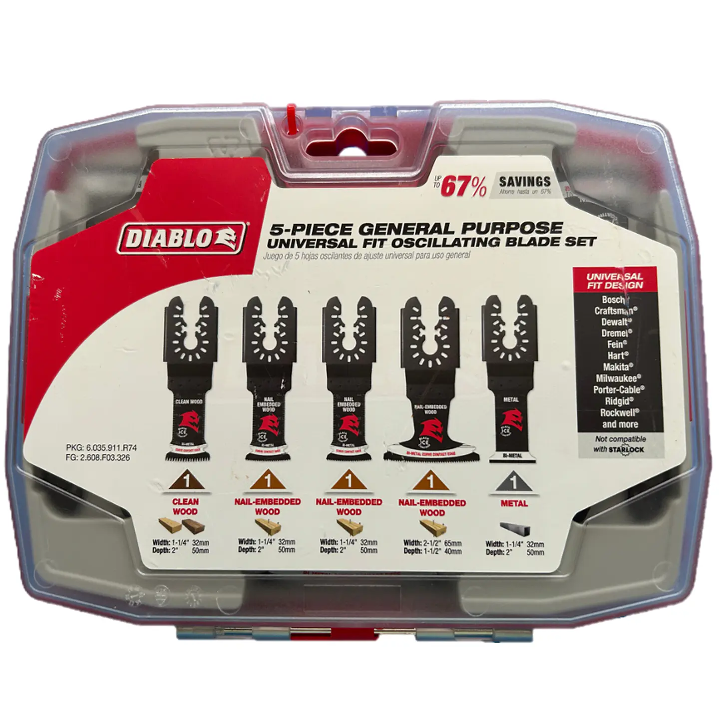 Set de 5 Cuchillas Oscilantes Uso General Diablo DOU5SPC 1