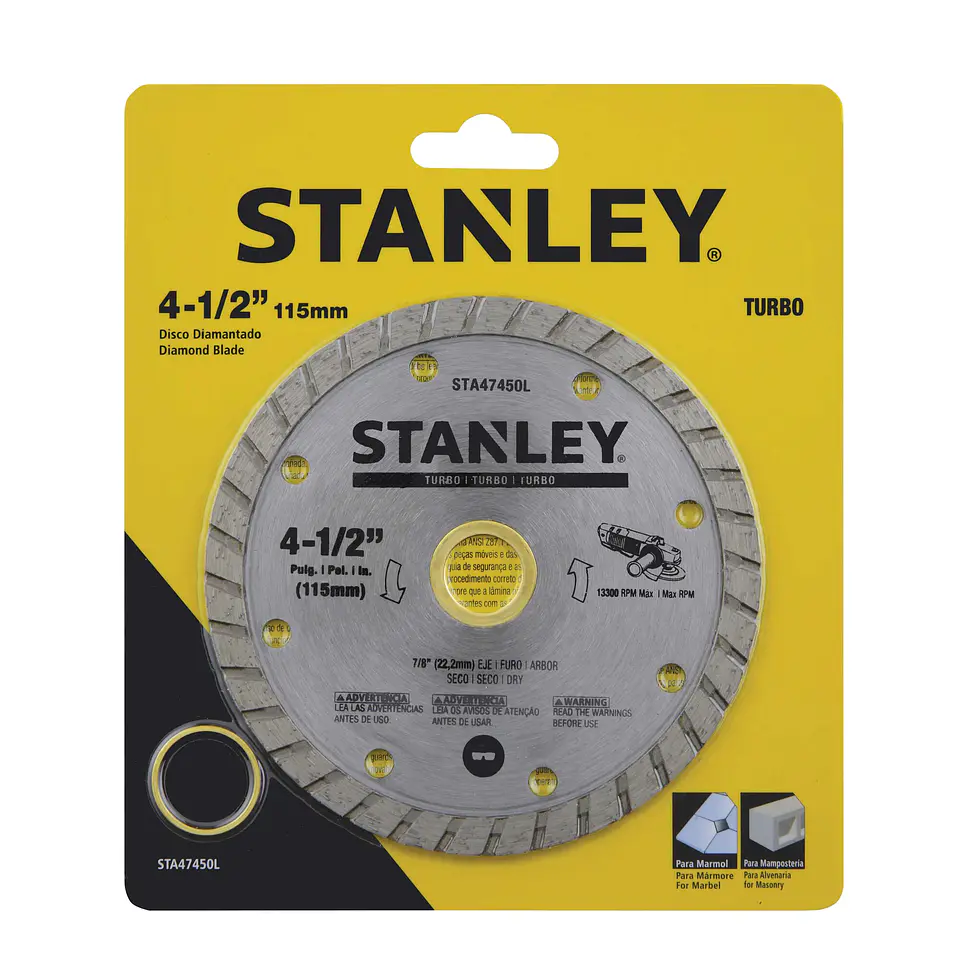 Disco Diamantado Turbo  4,5 eje 5/8-7/8 Stanley STA47450L 1