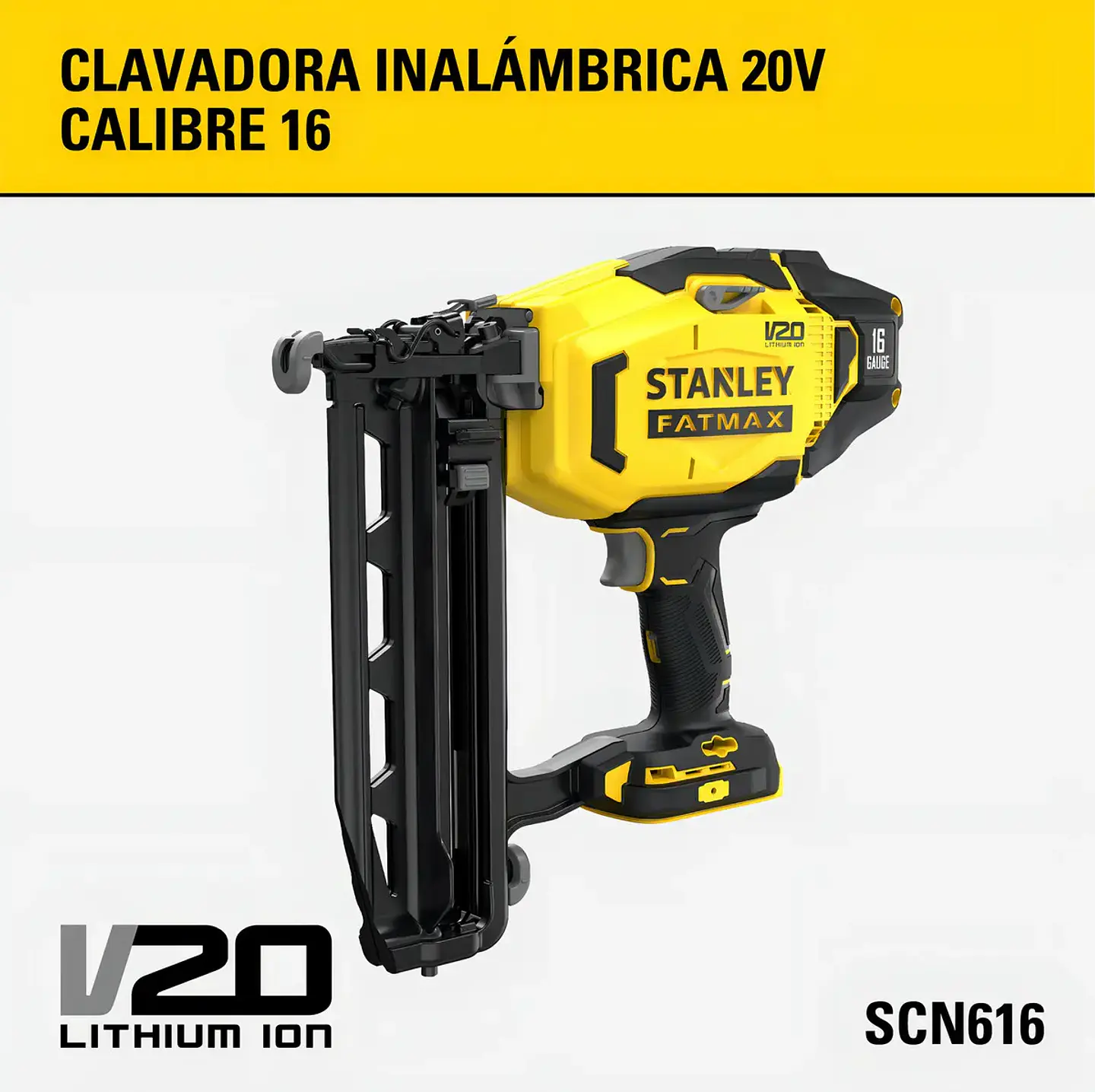 CLAVADORA INALÁMBRICA STANLEY SCN616-B2 – 20V MAX – CALIBRE 16  3