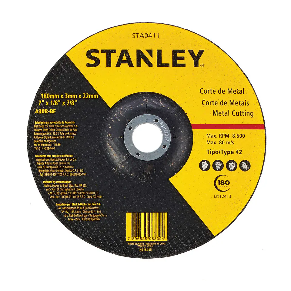 Disco de corte metal 7’’ (178 x 3 x 22 mm) Stanley STA0411 3