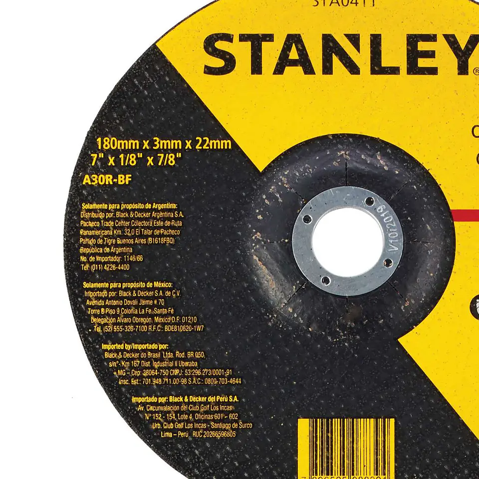 Disco de corte metal 7’’ (178 x 3 x 22 mm) Stanley STA0411 2