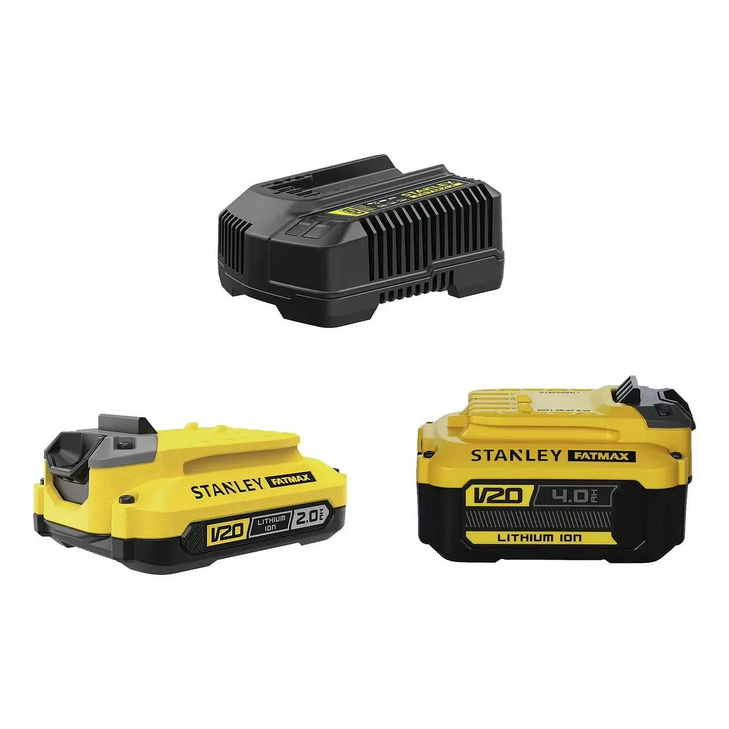 KIT STANLEY SCB224CK-B2 – 2 BATERÍAS (2Ah + 4Ah) + CARGADOR 4A – 20V MAX V20 1