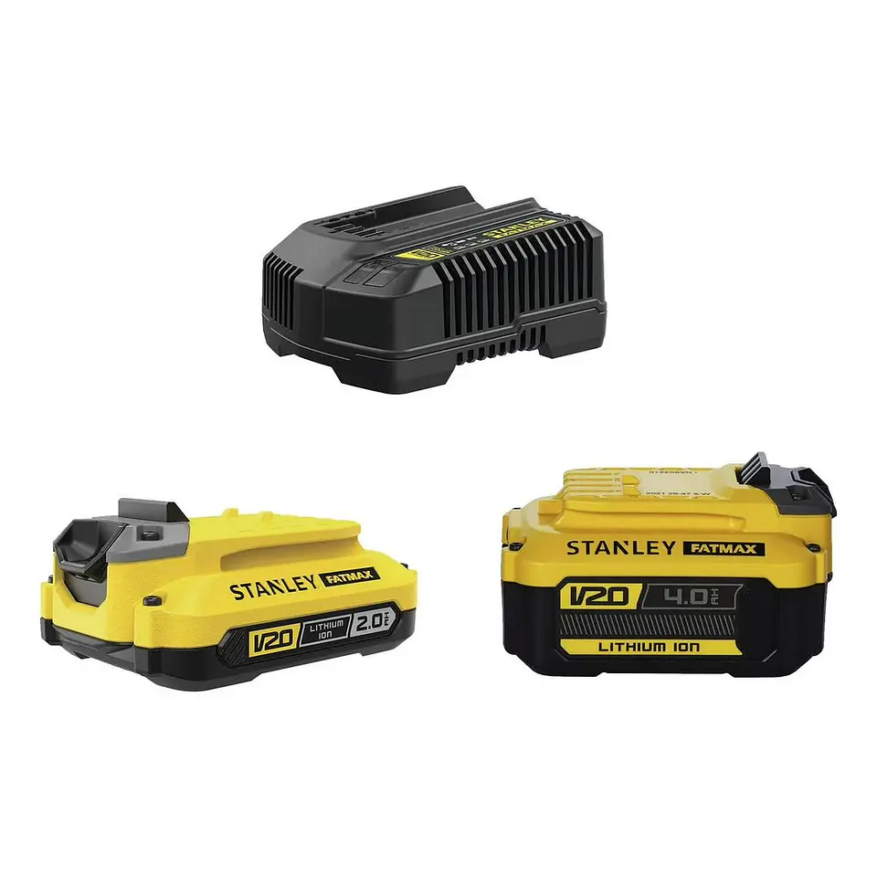 KIT STANLEY SCB224CK-B2 – 2 BATERÍAS (2Ah + 4Ah) + CARGADOR 4A – 20V MAX V20 1
