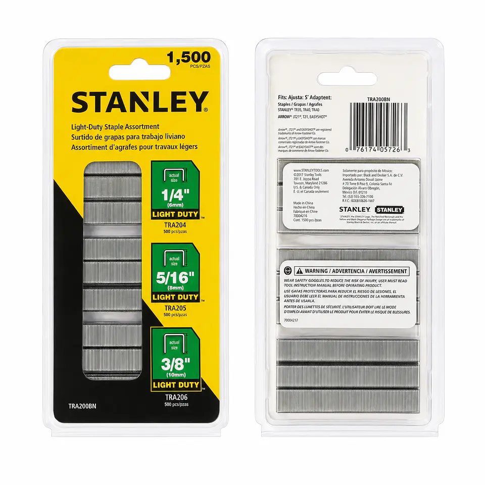 Grapas Stanley Tra200bn – Surtidas – Uso Liviano – 1500 Unidades  2