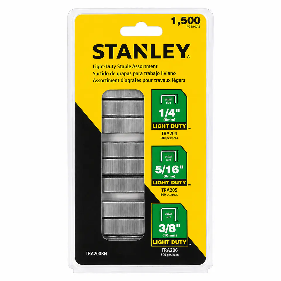 Grapas Stanley Tra200bn – Surtidas – Uso Liviano – 1500 Unidades  1