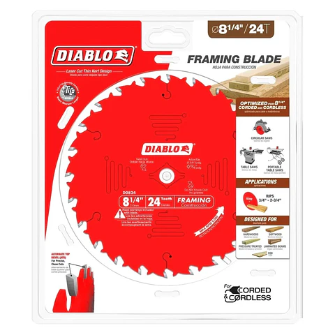 Disco Sierra 8-1/4" 24 Dientes Madera Diablo D0824X