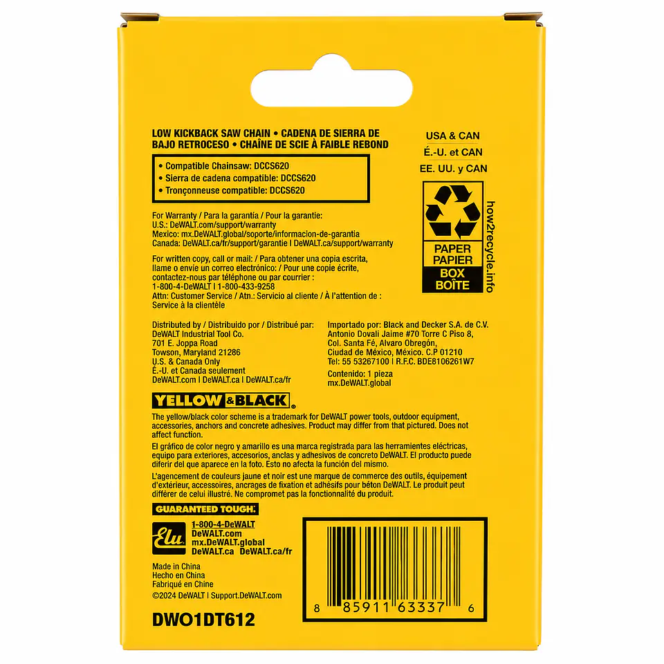 Cadena Repuesto Original DeWalt DWO1DT612 para Motosierra (DCCS620) 2