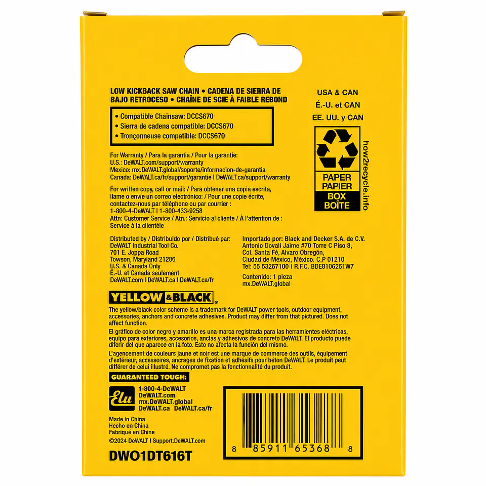 Cadena Repuesto Original DeWalt DWO1DT616T para Motosierra (DCCS670) 2
